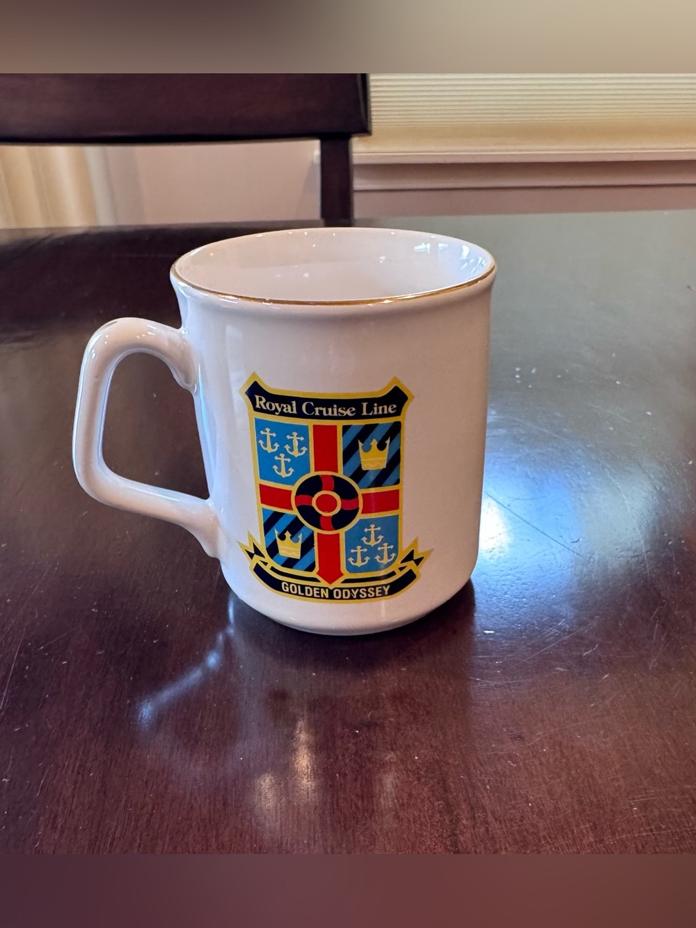 Vtg Royal Cruise Line Sherwood England Mug -Golden Odyssey & Crown Odyssey Ships